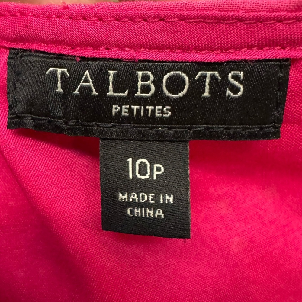 Talbots Embroidered Scallop Hem Eyelet Short Sleeve Shift Dress Pink 10 Petite - Picture 10 of 12